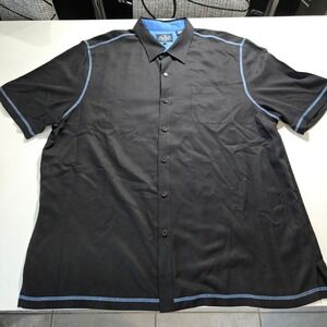 Nat Nast Luxury Originals Black Silk Short Sleeve Button Down Shirt Mens XXL